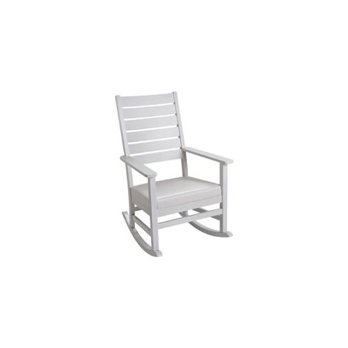 4000w Mission Style Rocking Chair With Upholstered Seat, White
