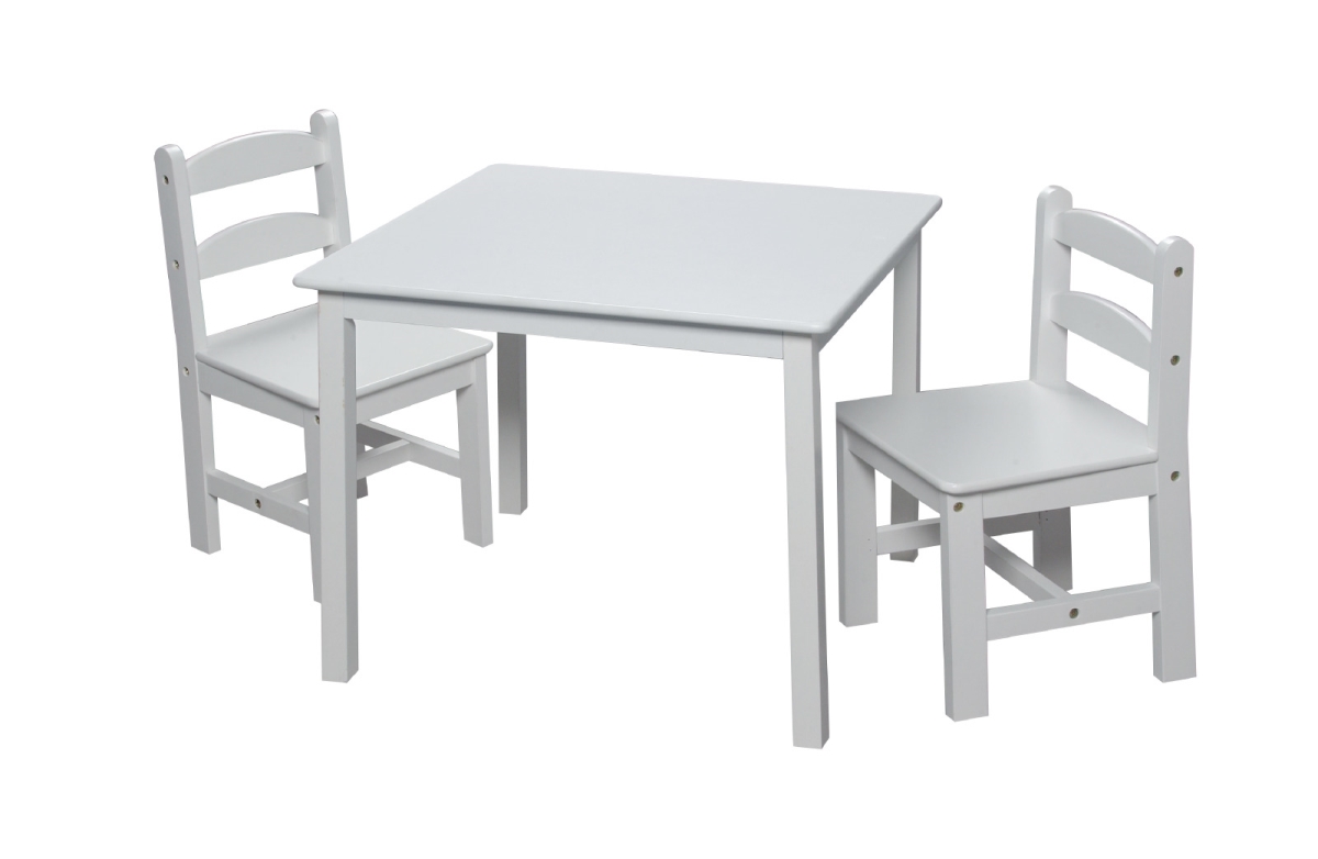3018w Childrens Square Table With 2 Matching Chairs - White