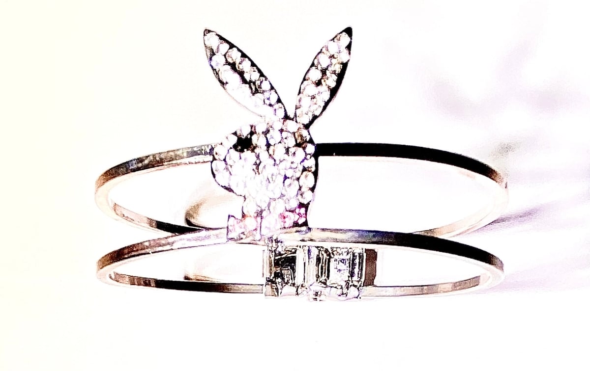 playboy-bangle-01 Playboy Jewelry Stainless Steel Two Square Bar Bangle
