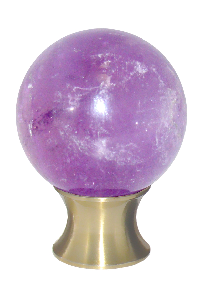 C35.amet.04 Amethyst Sphere Cabinet Knob - Satin Brass