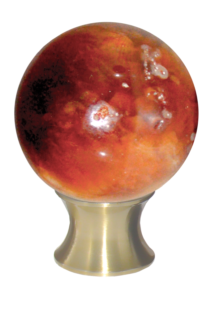 C35.carn.04 Carnelian Sphere Cabinet Knob - Satin Brass