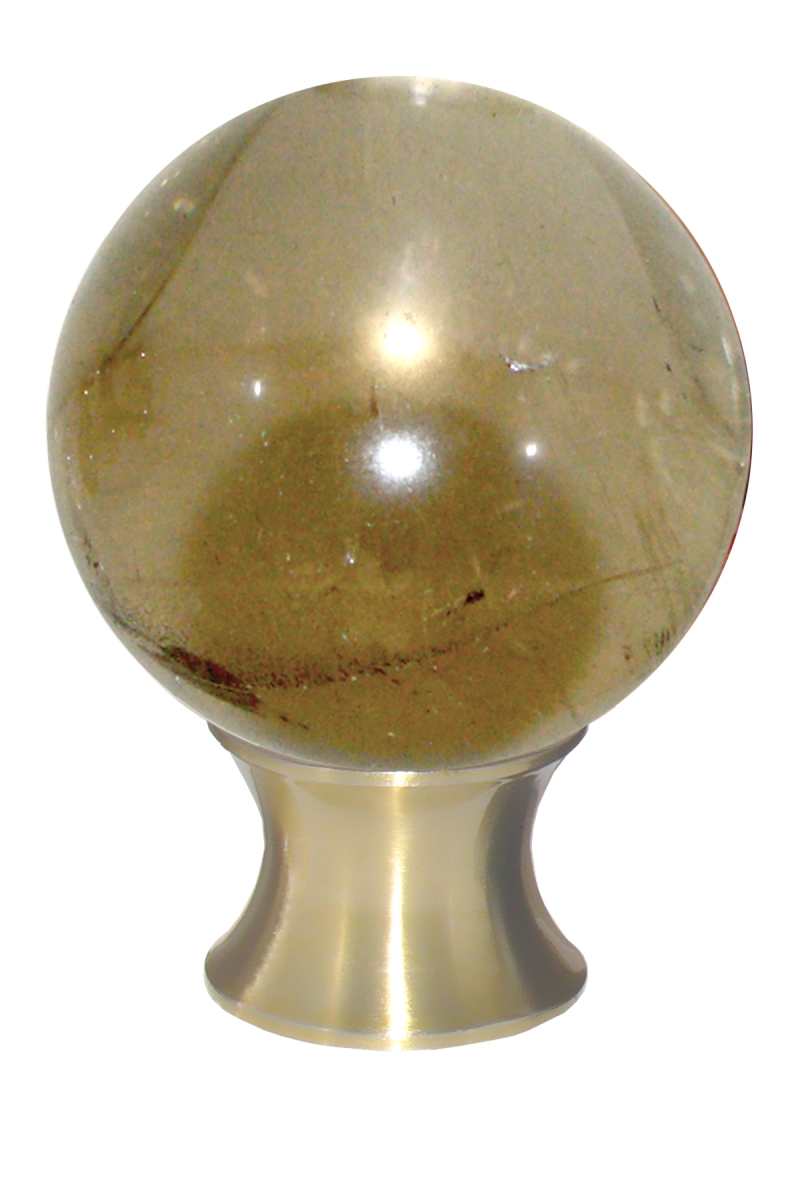 C35.smqz.04 Smokey Quartz Sphere Cabinet Knob - Satin Brass