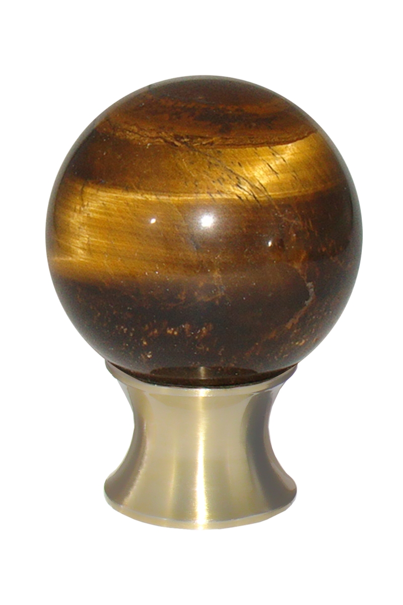 C35.teye.04 Tiger Eye Sphere Cabinet Knob - Satin Brass