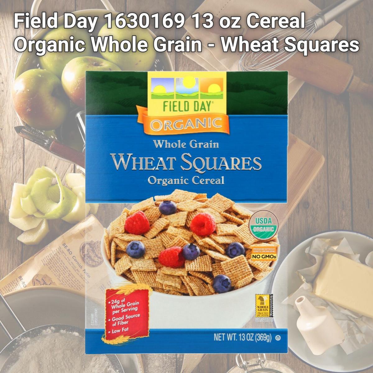 Picture of Field Day 1630169 13 oz Cereal Organic Whole Grain - Wheat Squares