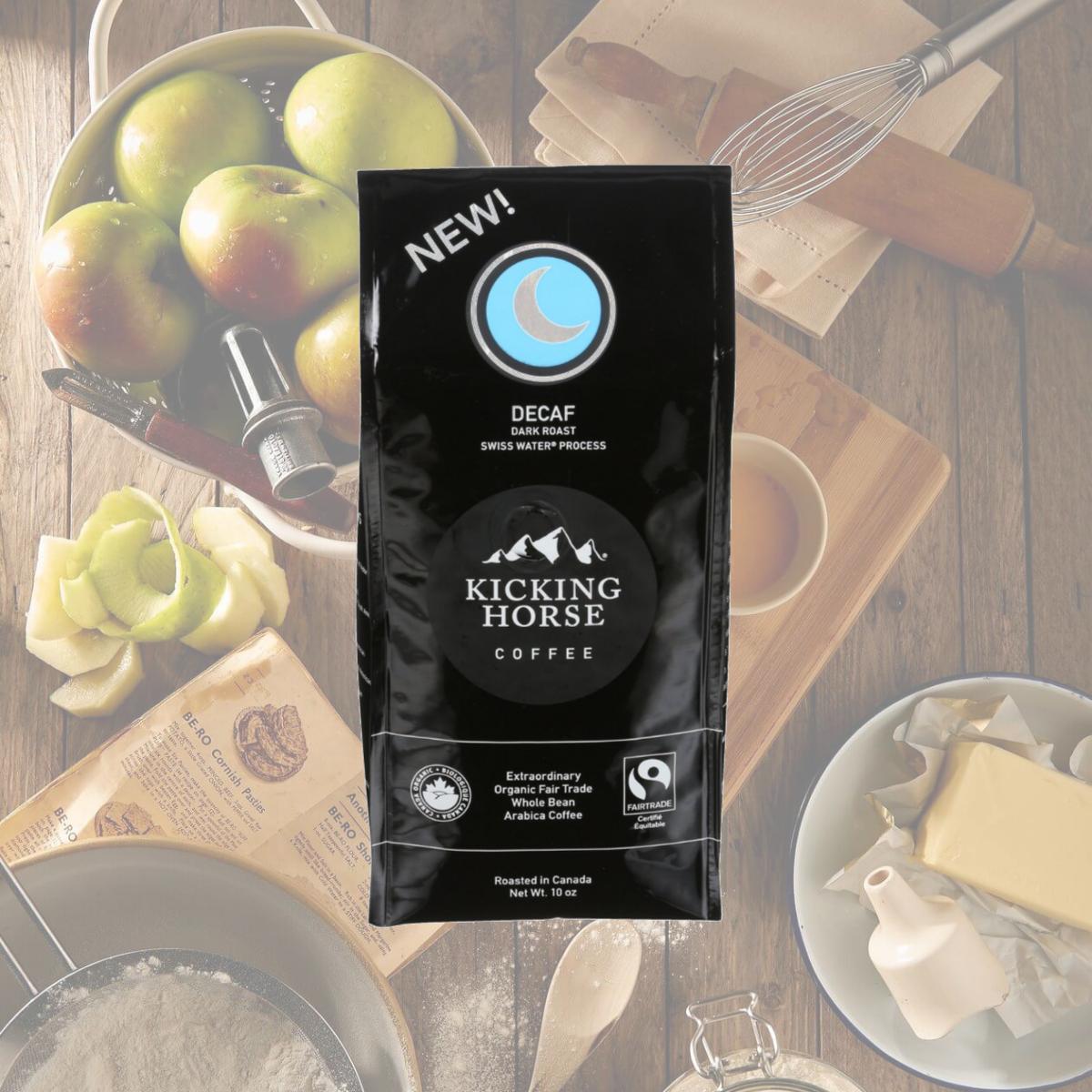 Picture of Kicking Horse 1736271 10 oz Organic Fairtrade Whole Bean Coffee Decaf Dark Roast