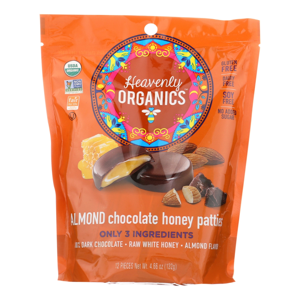 1600444 4.66 Oz Heavenly Organic Honey Pattie Chocolate, Case Of 6