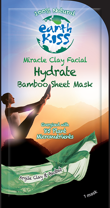 Earth Kiss 1814110 Miracle Clay Facial Hydrate Bamboo Sheet Mask, 0.59 Oz - Case Of 12