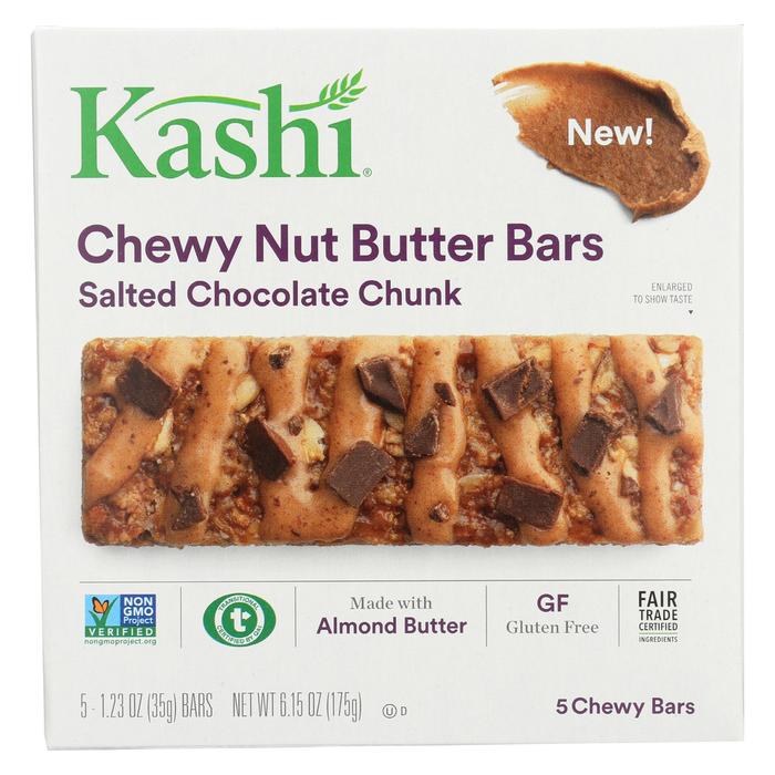 Kashi 2008720 1.23 Oz Salted Chocolate Chunk Chewy Nut Butter Bars, 5 Count - Case Of 8