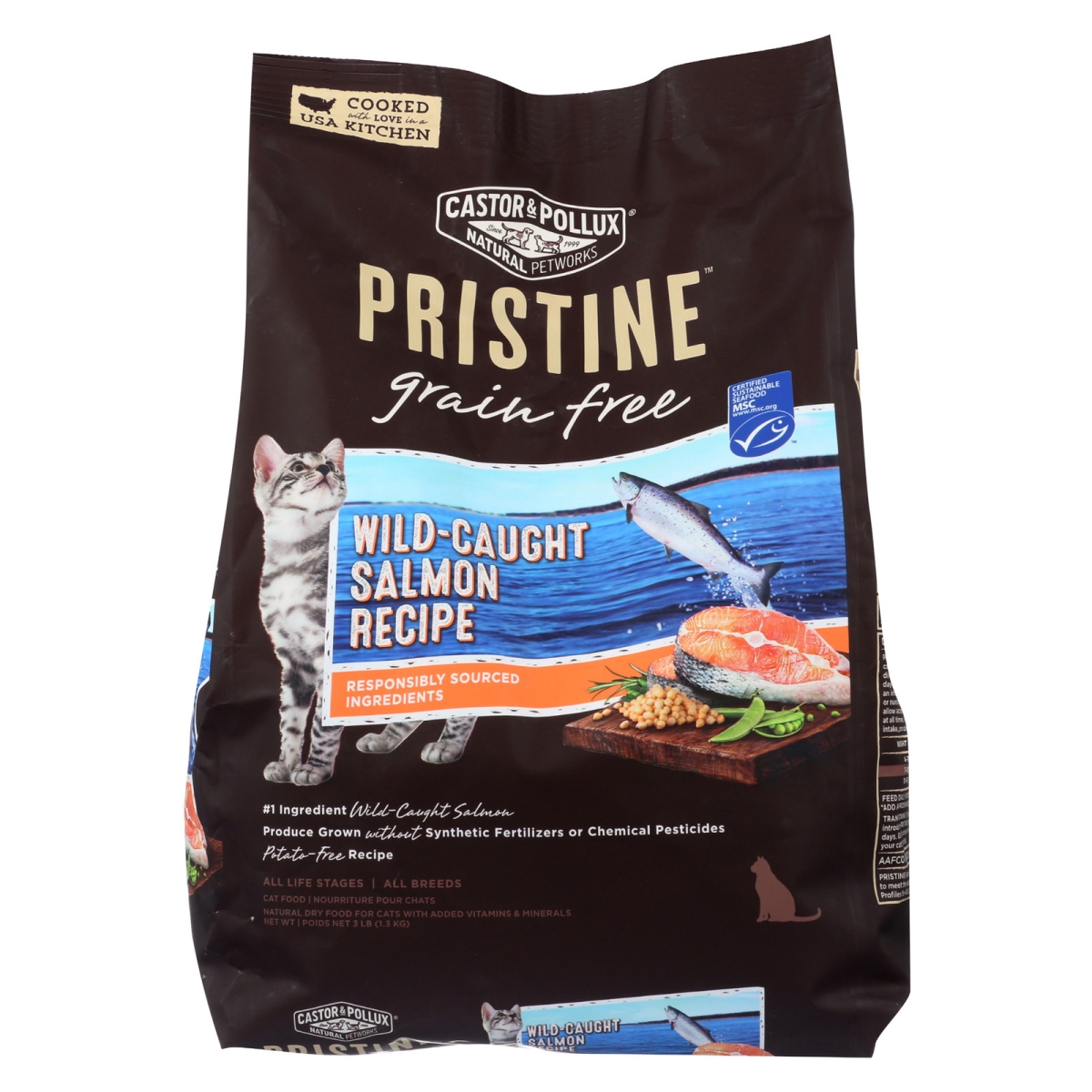 2097806 3 Lbs Wild Caught Salmon Pristine Grain Free Dry Cat Food - Case Of 5