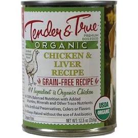 Tender & True 1740190 12.5 Oz Organic Chicken & Liver Recipe Grain- Free Canned Dog Food