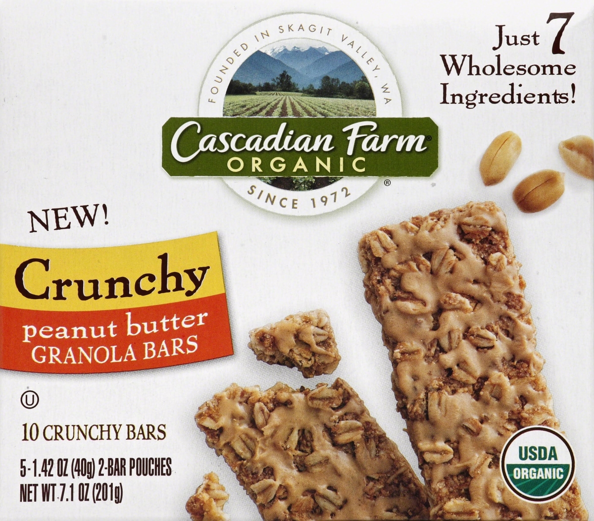 Cascadian Farm 1192012 7.1 Oz Organic Granola Bars, Crunchy Peanut Butter