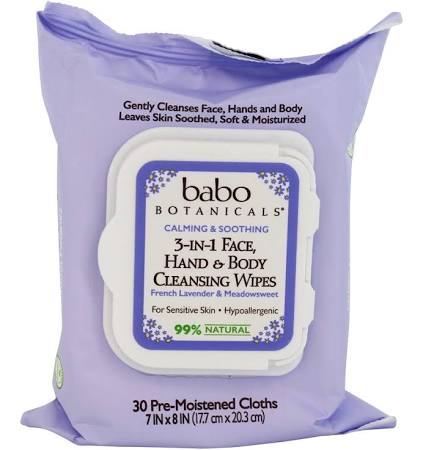 1992056 3 In 1 Face Hand & Body Cleansing Wipes French Lavender & Meadowsweet - 30 Count