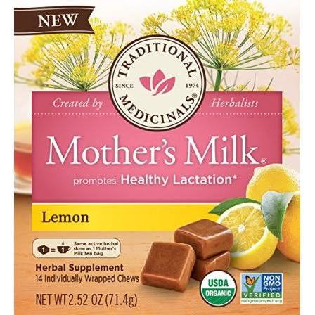 2192375 2.52 Oz Chews Organic Mothers Milk - Lemon