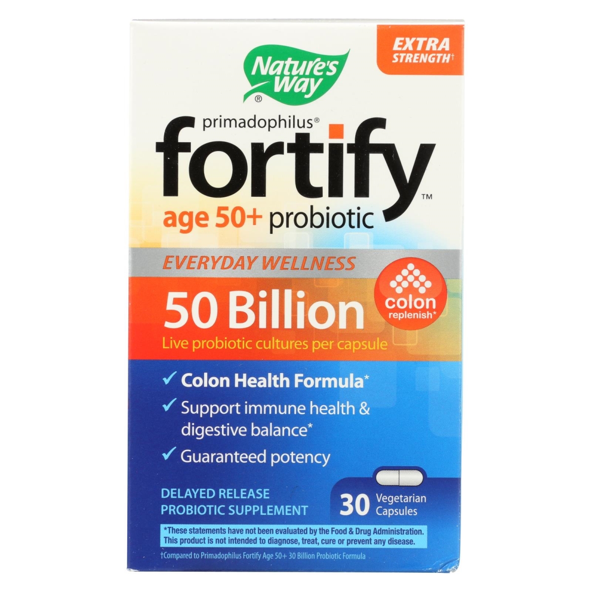 2173466 50 Billion Fortify Probiotic For Age 50 Plus - 30 Vegetarian Capsules