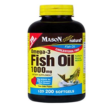 Mason Naturals 1844257 Omega-3 1000mg Fish Oil - 200 Soft Gels