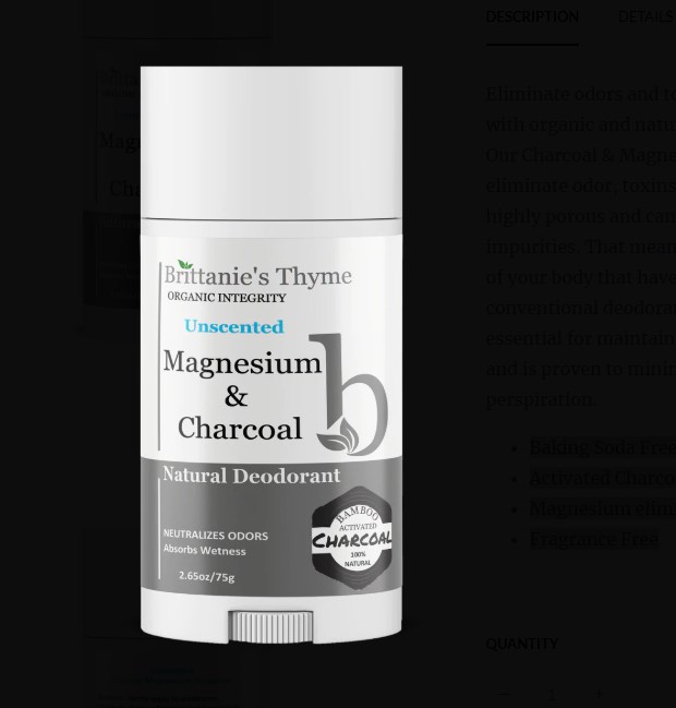 2421568 2.5 Oz Unscented Magnesium Charcoal Deodorant