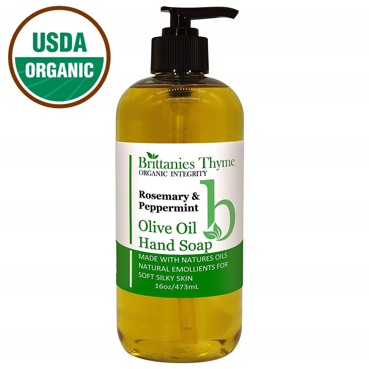 242084 16 Oz Organic Olive Oil Liquid Hand Soap, Rosemary & Peppermint