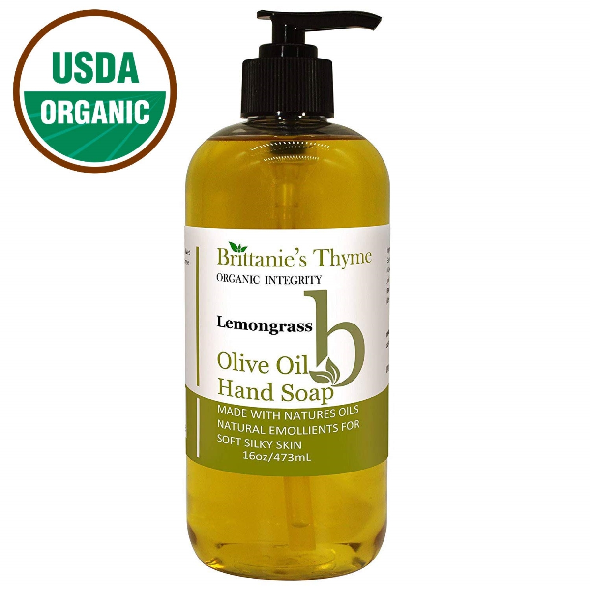 242091 16 Oz Organic Olive Oil Liquid Hand Soap, Lemongrass