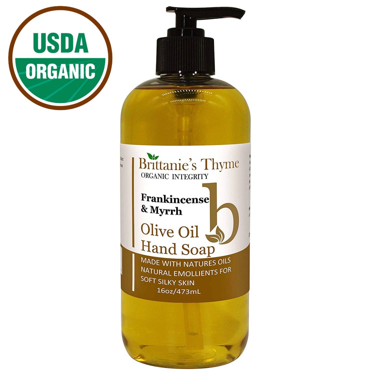 242086 16 Oz Organic Olive Oil Liquid Hand Soap, Frankincense & Myrrh