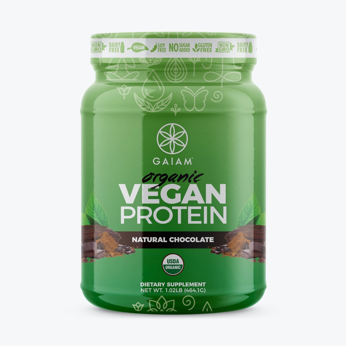 Gaiam 227655 1 Lbs Organic Whey Protein Vegan Chocolate Dietary Supplement