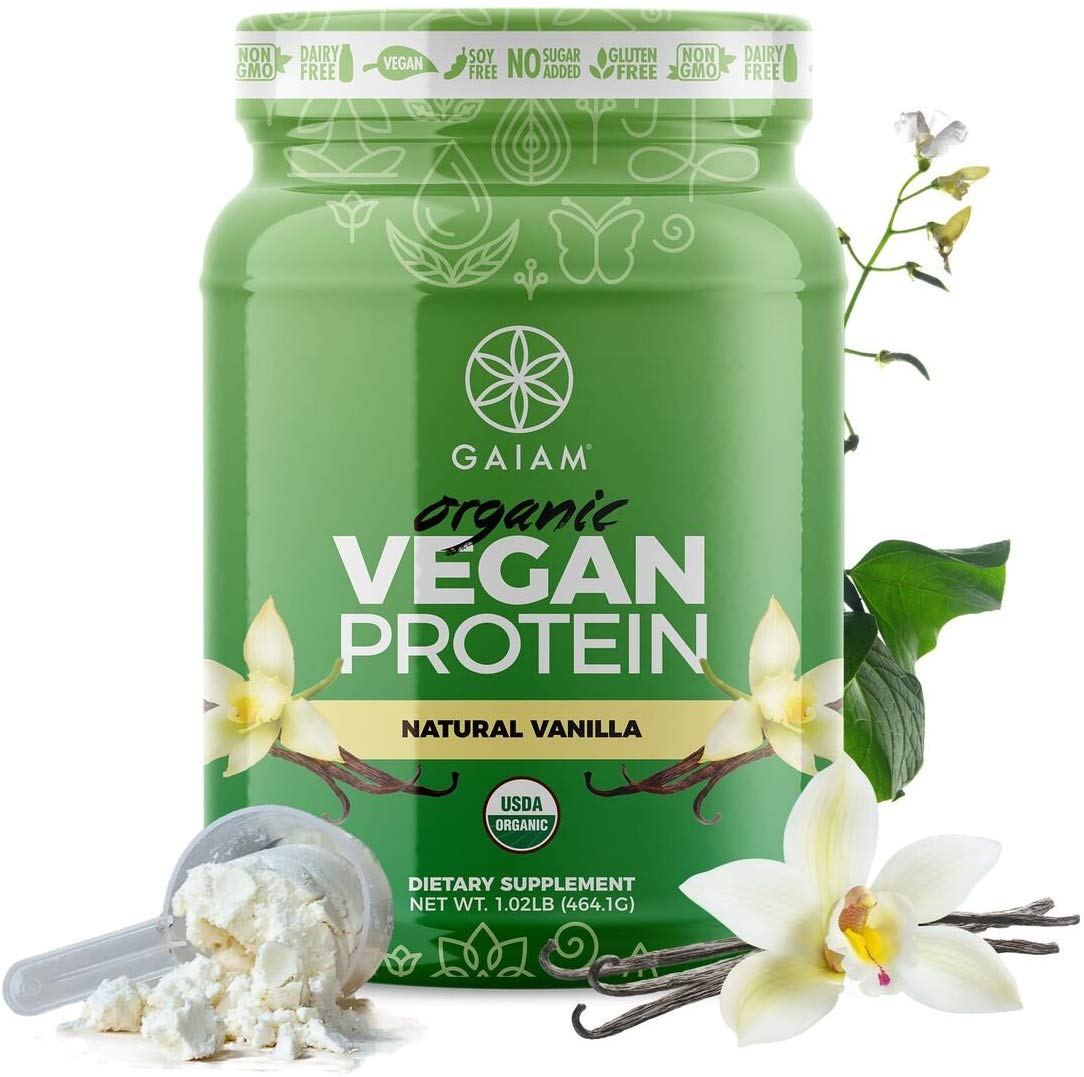 Gaiam 227654 1 Lbs Organic Whey Protein Vegan Vanilla Dietary Supplement