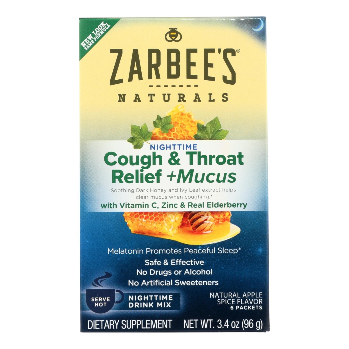 2192805 Naturals Nighttime Cough & Throat Relief & Mucus Dietary Supplement, 6 Packets