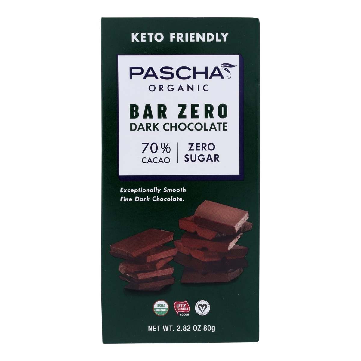 2453546 2.82 Oz Dark Chocolate 70 Percent Stevia Bar, Case Of 10