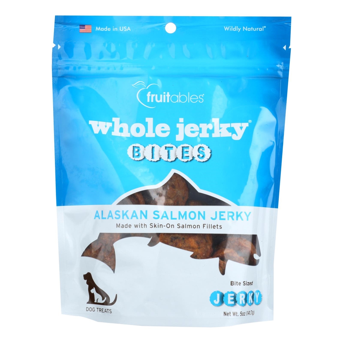 1766096 5 Oz Whole Jerky Bites Alaskan Salmon & Pear Dog Treats, Case Of 8
