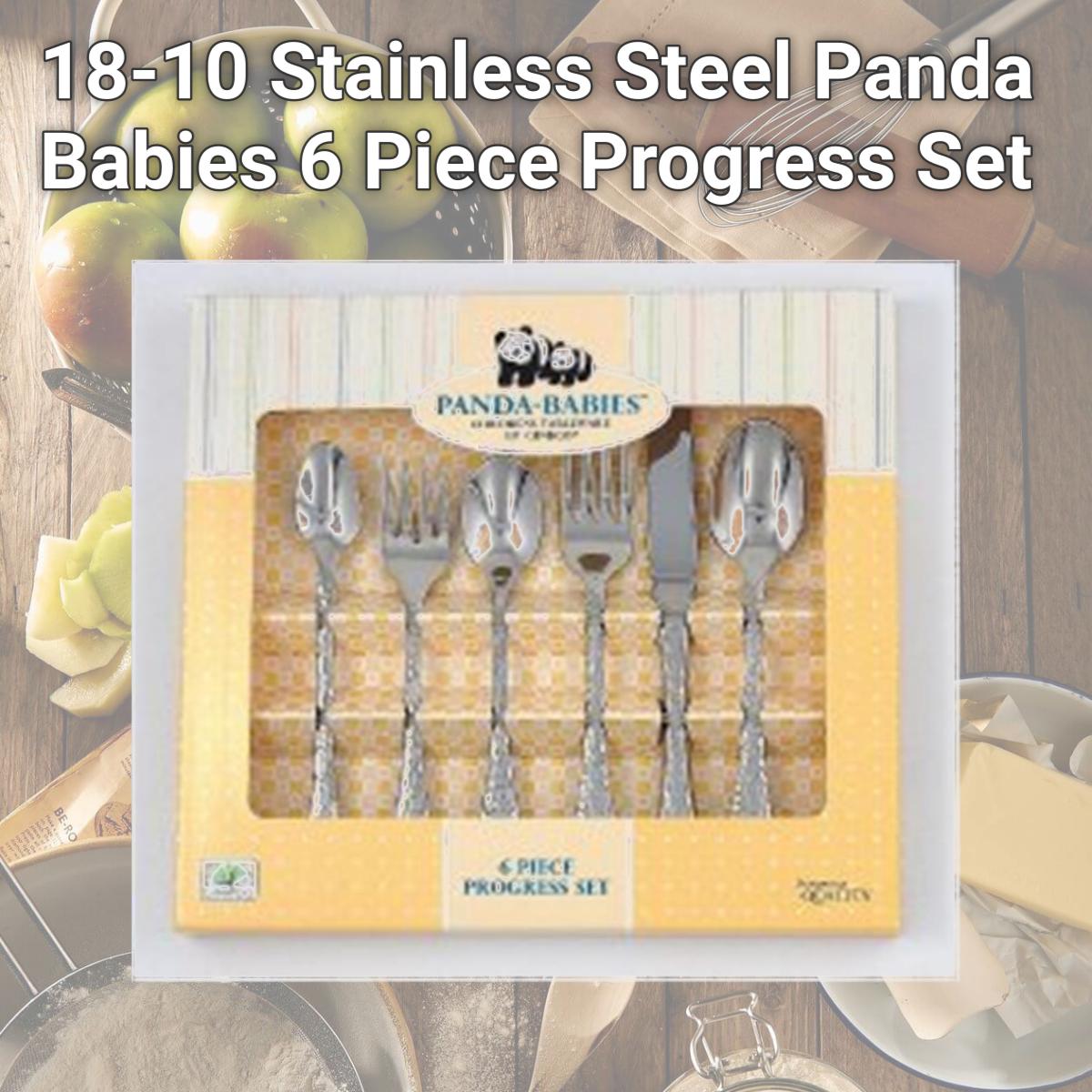 Picture of Ginkgo 079914-36206-1 18-10 Stainless Steel Panda Babies 6 Piece Progress Set