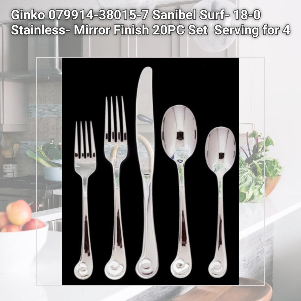 Picture of Ginko 079914-38015-7 Sanibel Surf- 18-0 Stainless- Mirror Finish 20PC Set  Serving for 4