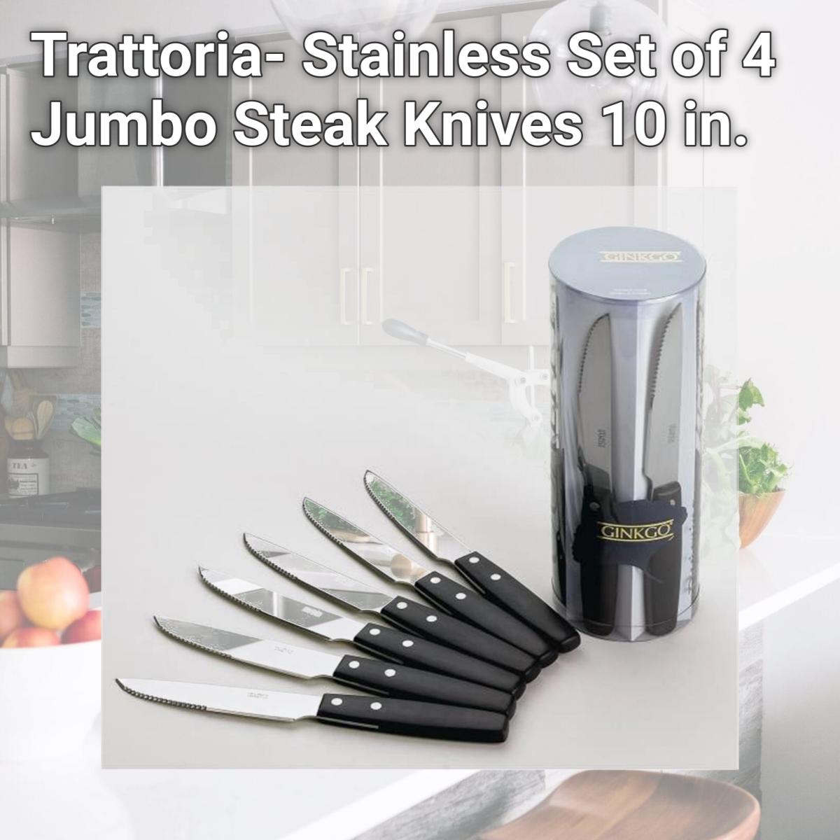 Picture of Ginkgo 079914-14445-2 Trattoria- Stainless Set of 4 Jumbo Steak Knives 10 in.