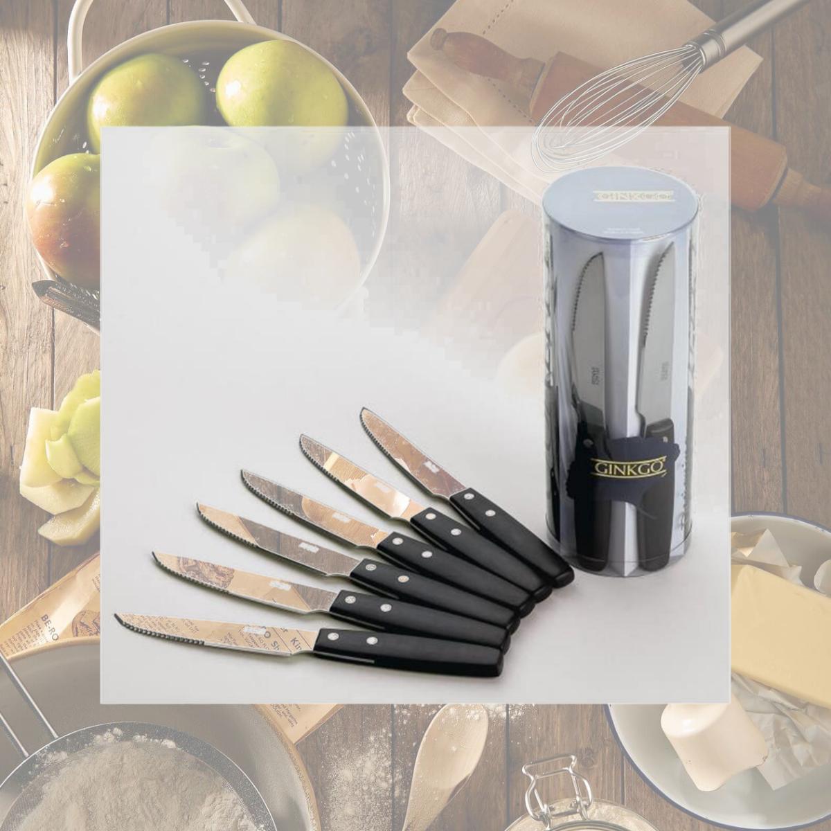 Picture of Ginkgo 079914-14445-2 Trattoria- Stainless Set of 4 Jumbo Steak Knives 10 in.