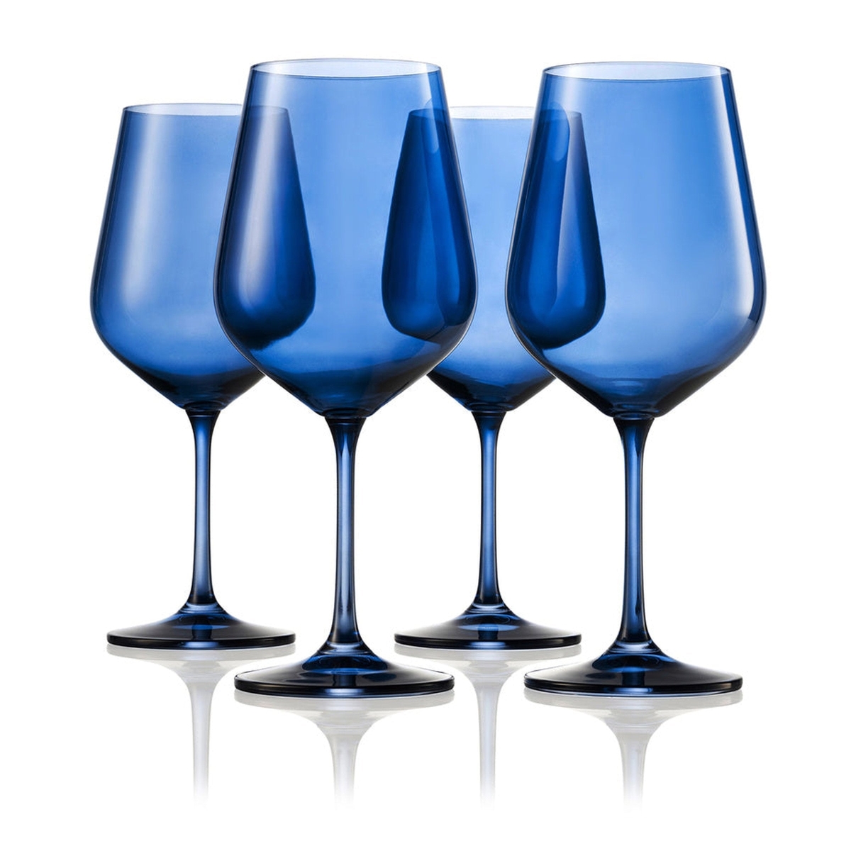 Sheer Red Wine Glas, Navy - Set of 4