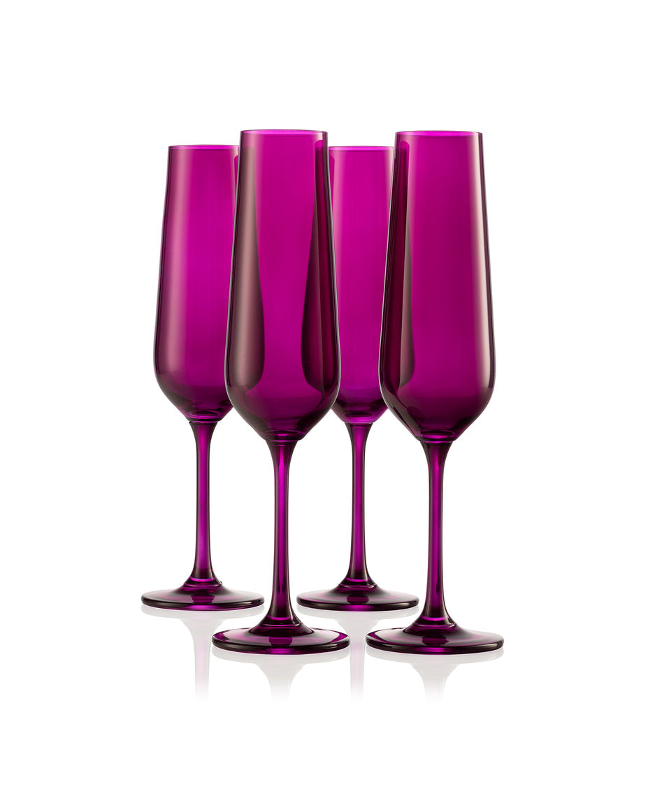 Sheer Flute, Amethyst - Set of 4