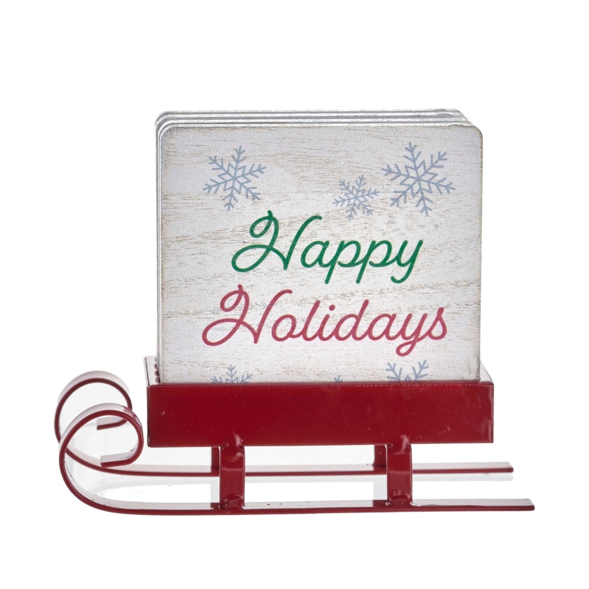 70590 Sleigh Wood Coaster Set