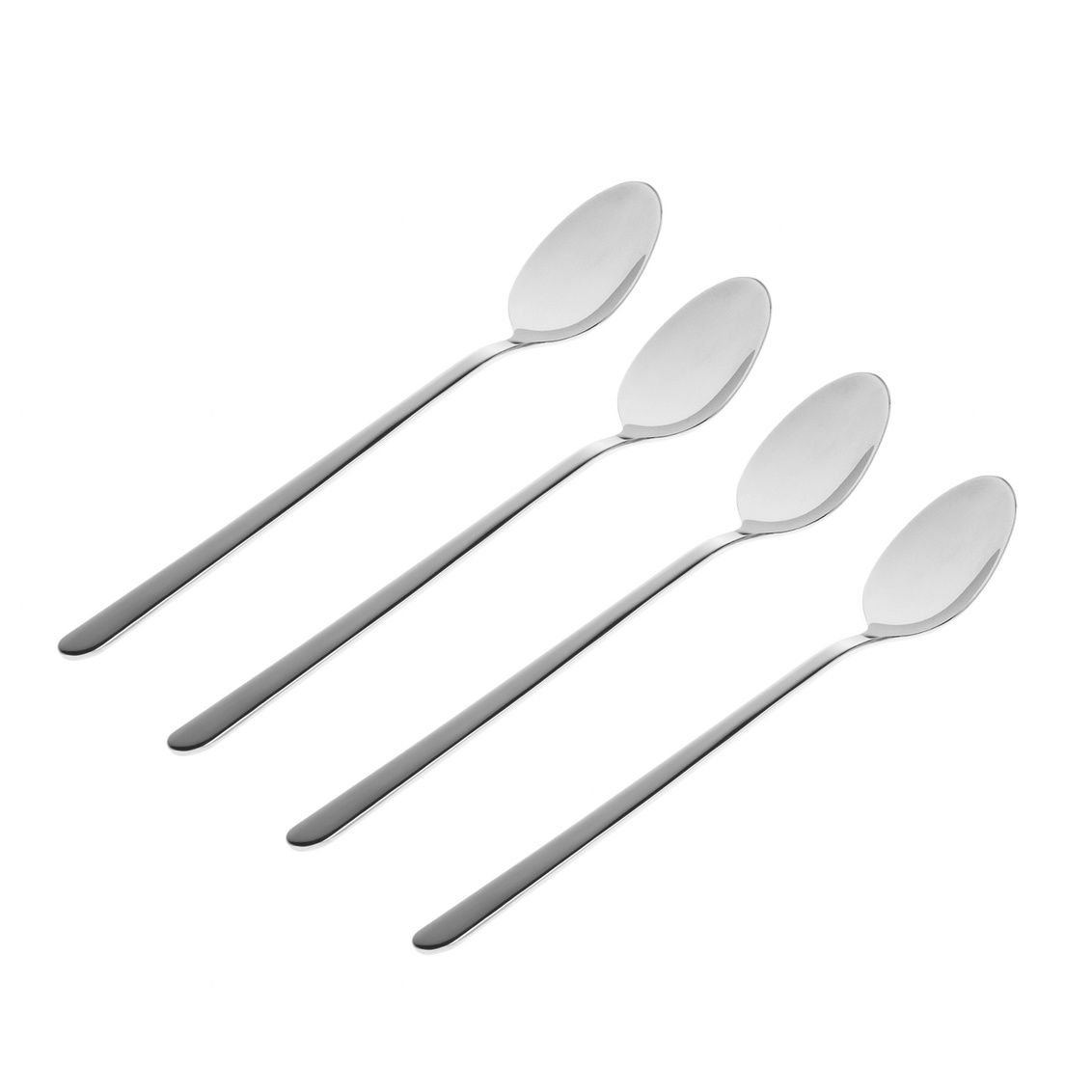 42131 Lola Mirrored 18-0 Stainless Steel Iced Tea Spoon, Silver - Set of 4