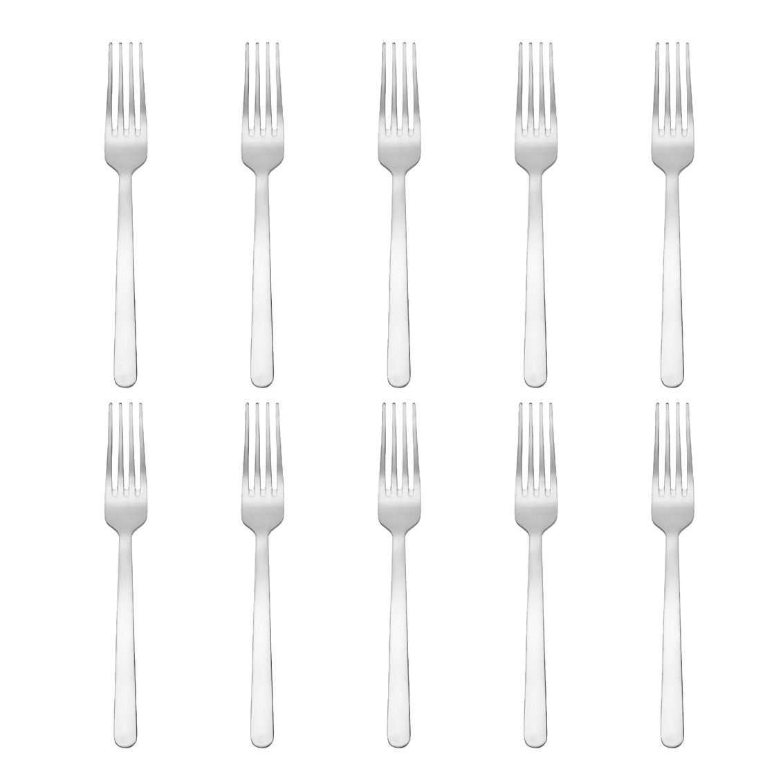 42230 Lola Matte 18-0 Stainless Steel Dinner Fork, Silver - 10 Piece