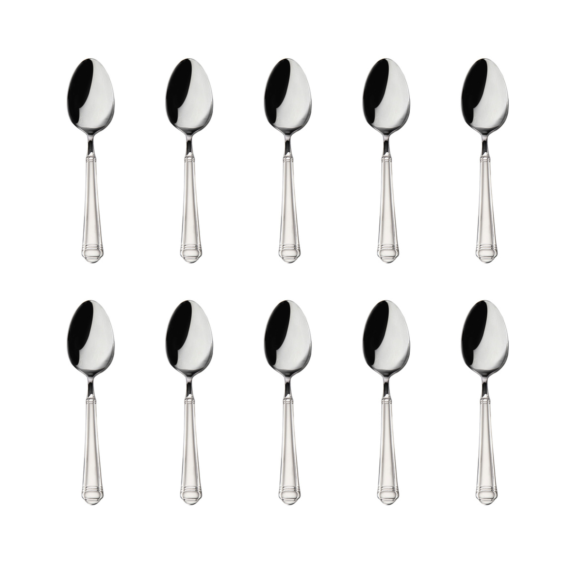 42414 Crete Sandblast Mirrored 18-0 Stainless Steel Teaspoon, Silver - 10 Piece