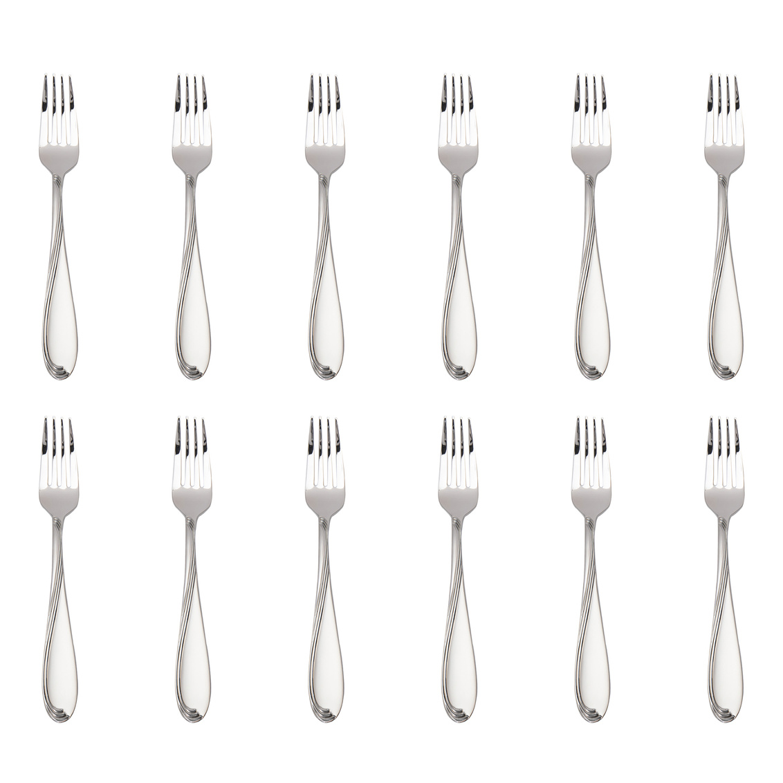 49128 Wave Sandblasted 18-0 Stainless Steel Salad Fork, Silver - 12 Piece