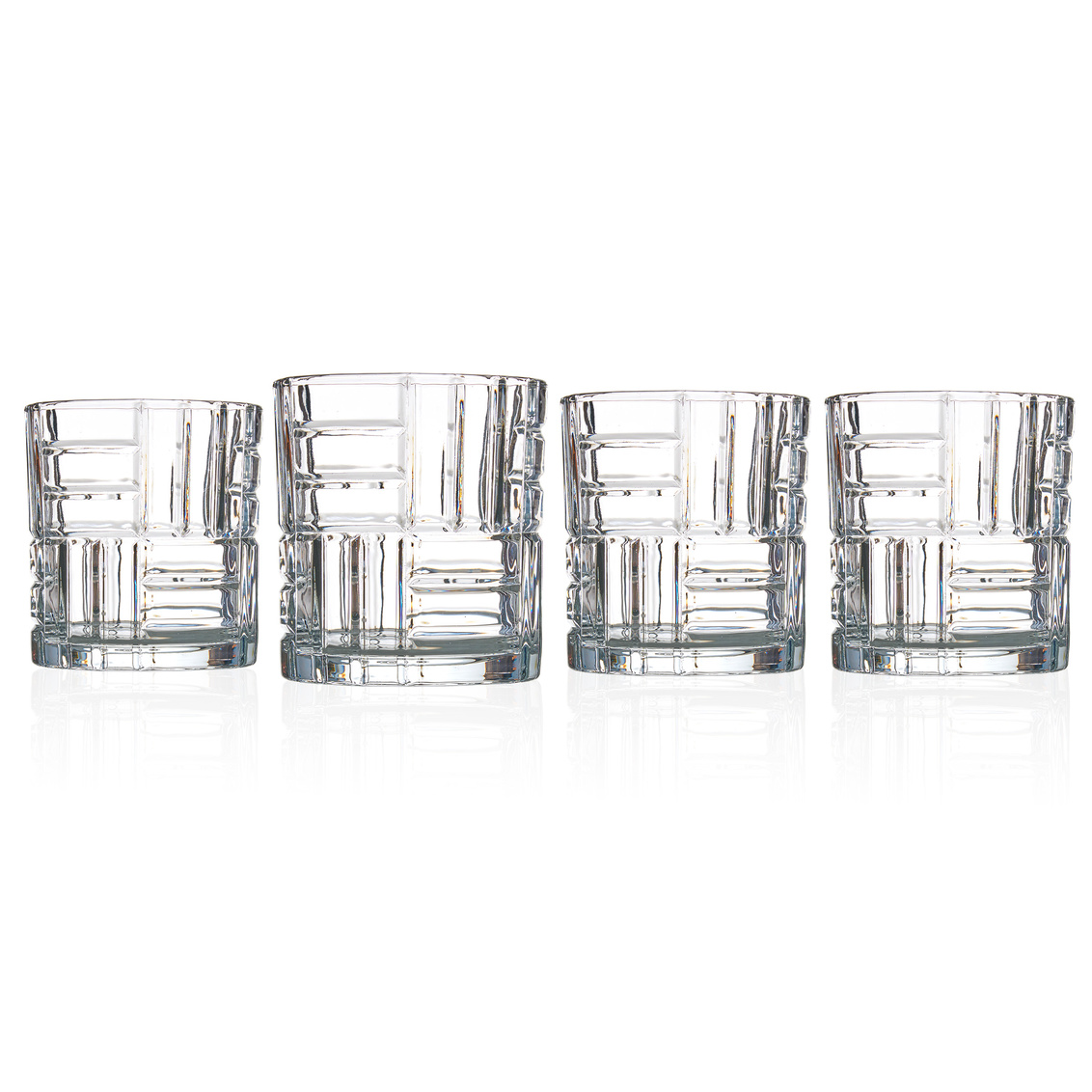 22113 11 oz Mosaic Double Old Fashion Glass, Clear - Set of 4