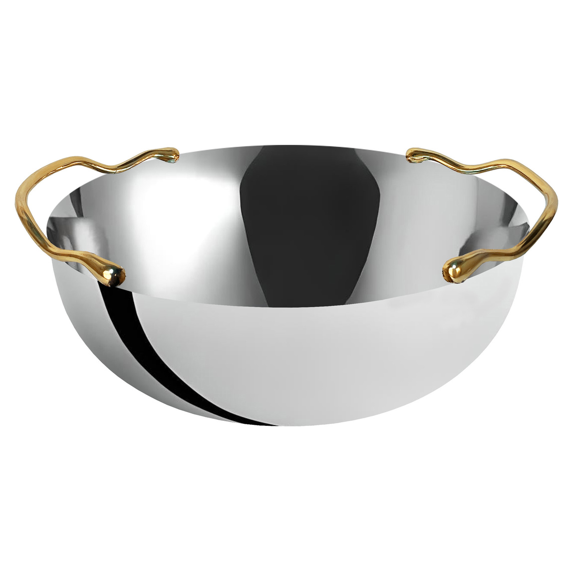 50624 Droplet Bowl with 2 Gold Handle, Silver - Size 10