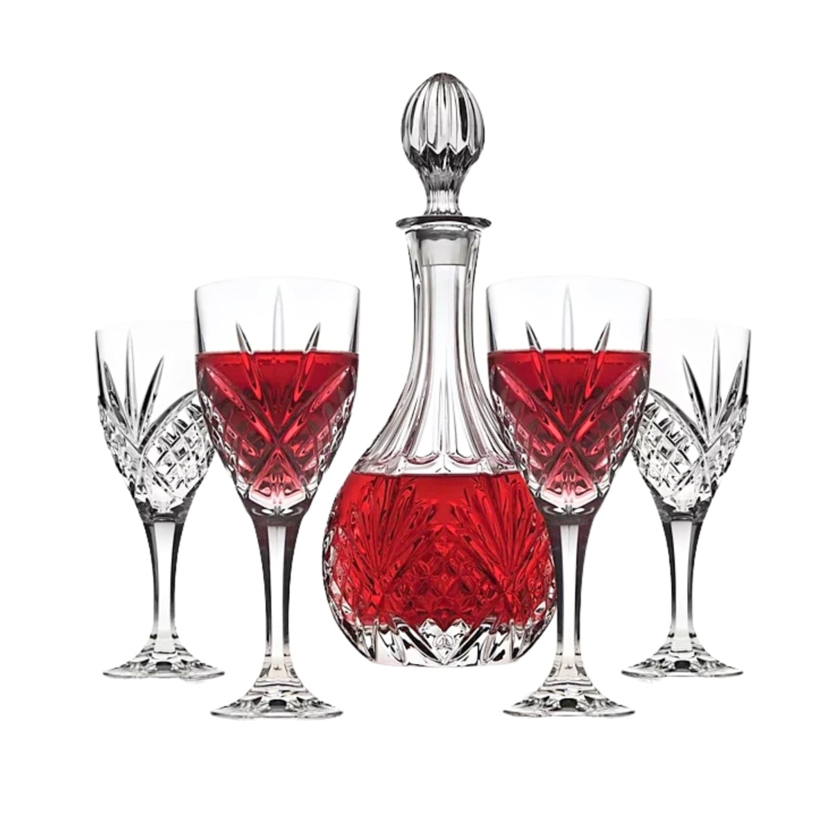 R12-25846 Dublin Crystal Wine Decanter Set, Clear - 5 Piece