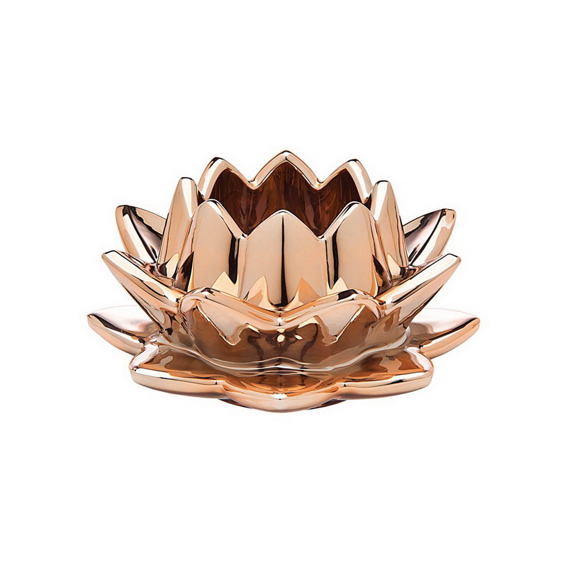 14898 Water Lily Candle Holder, Rose Gold