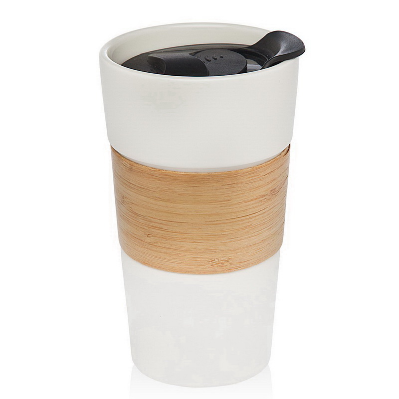 Coffee Mug Bamboo Band, White