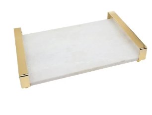 64009 Marble Tray With Gold Handles - Large