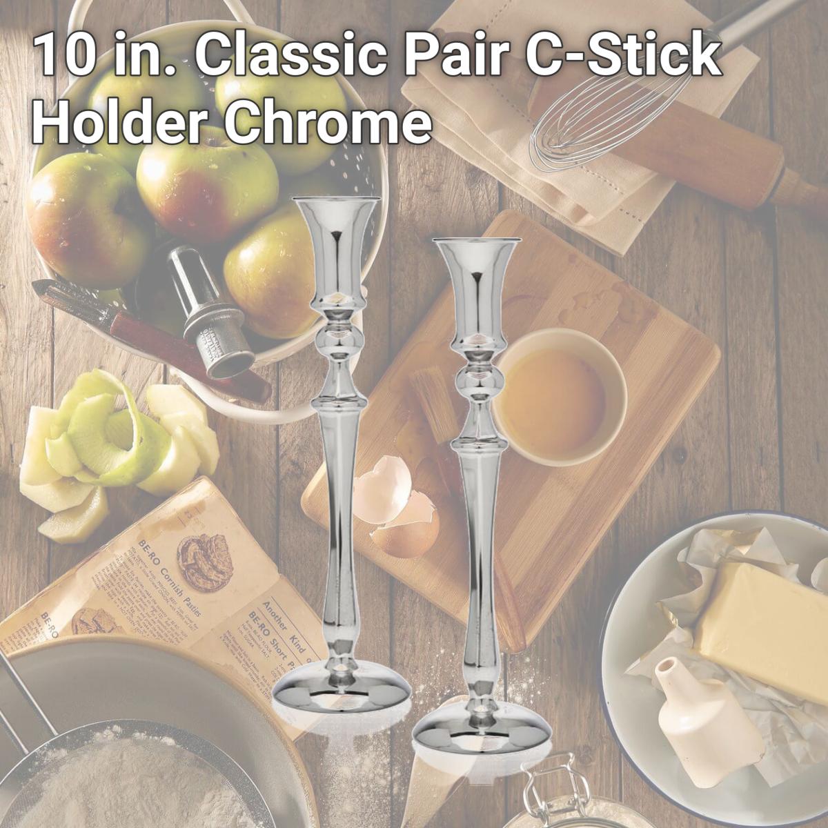 Picture of Godinger 15731 10 in. Classic Pair C-Stick Holder, Chrome