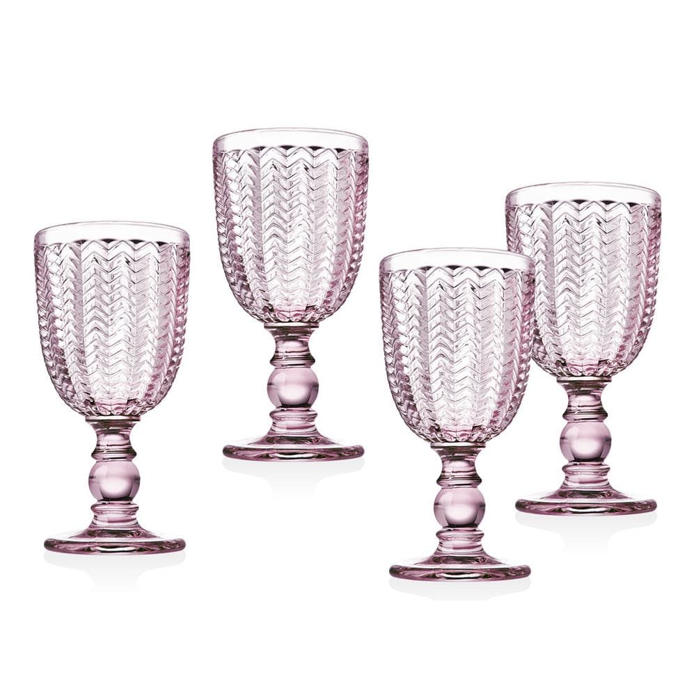 44661 10 oz Twill Red Wine Goblet Beverage Glass Cup, Pink