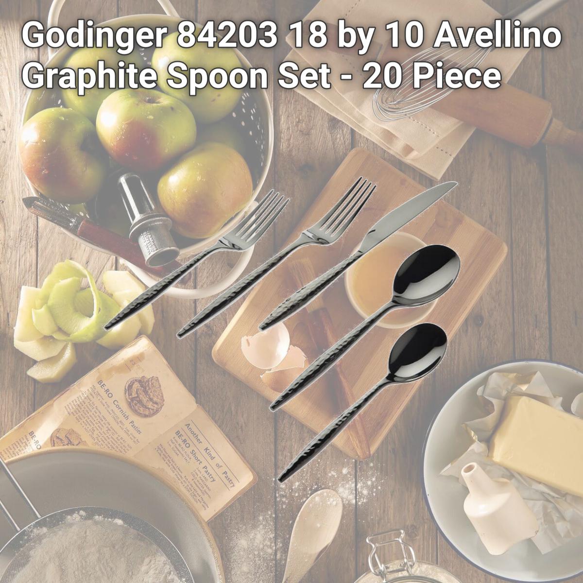 Picture of Godinger 84203 18 by 10 Avellino Graphite Spoon Set - 20 Piece