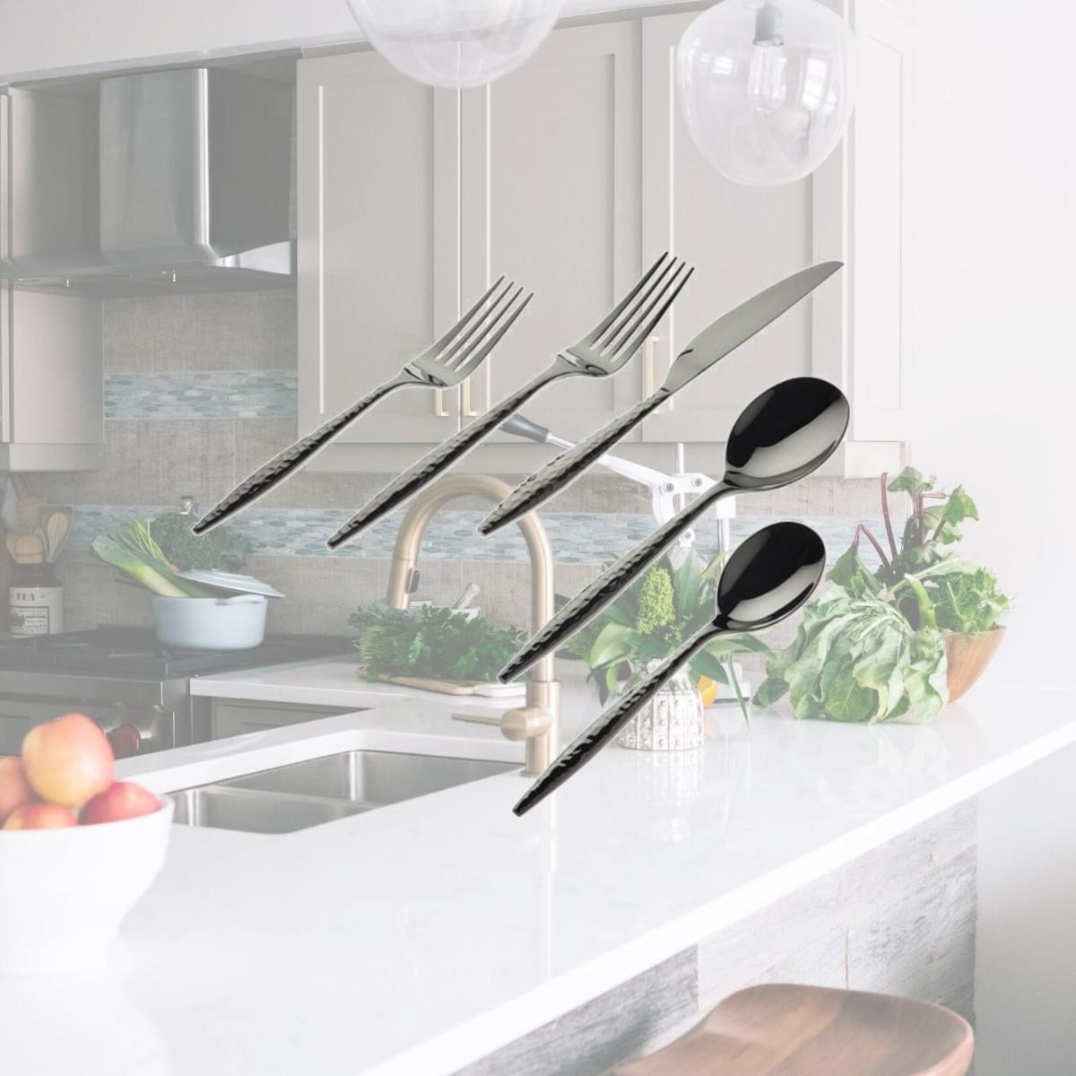 Picture of Godinger 84203 18 by 10 Avellino Graphite Spoon Set - 20 Piece