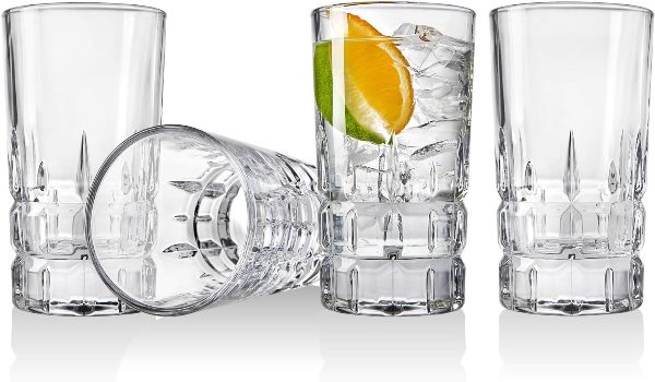 10 oz Crosby Square Highball Beverage Glass Cup - Clear - Set of 4